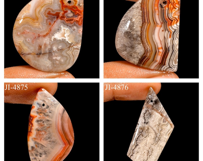 Natural Crazy Lace Agate Fancy Shape Front Drilled Smooth Cabochon Single Pieces, Semi-Precious Gemstones For Jewelry Making