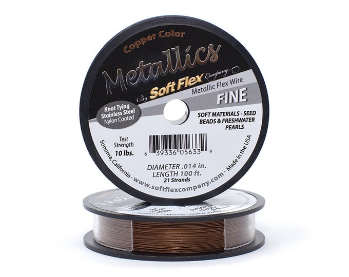 Soft Flex Copper Color Fine Size Beading Wire, 100 Foot Spool For Jewelry Making
