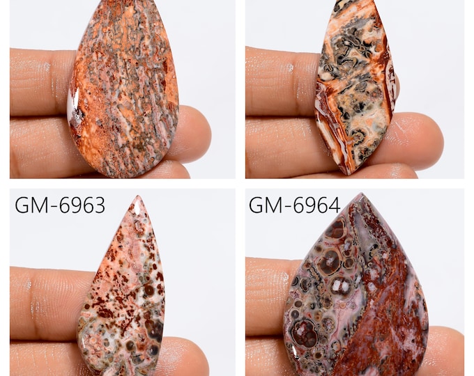 Natural Leopard Skin Jasper Fancy Shape Un-Drilled Cabochon Single Pieces, Semi-Precious Gemstones For Jewelry Making