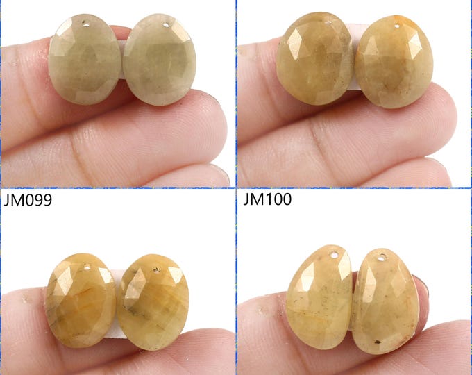 Natural Yellow Sapphire Fancy Shape Front Drilled Faceted Rose Cut Matching Pairs, Precious Gemstones For Jewelry Making