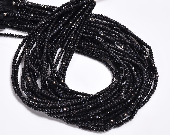 Black Spinel Micro Faceted Center Drilled Rondelle Shape 3.15mm, Semi-Precious Gemstones For Jewelry Making