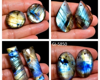 Iron Tiger Cabochon Pair 10 x 28 x 5 mm Natural Loose Gemstone Pair Handmade Gemstone Drill Earring Pair Jewelry Making Gemstone #5311