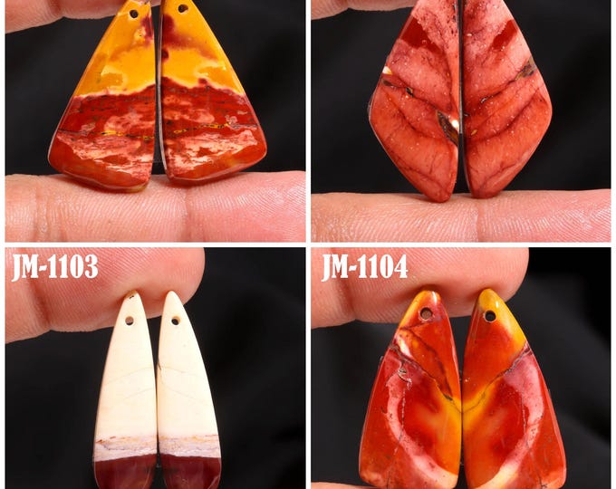 Natural Mookaite Jasper Fancy Shape Front Drilled Smooth Cabochon Matching Pairs, Semi-Precious Gemstones For Jewelry Making