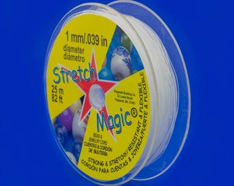 Stretch Magic Clear Elastic Cord 1mm, 25 Meter (82 Foot) Spool For Jewelry Making
