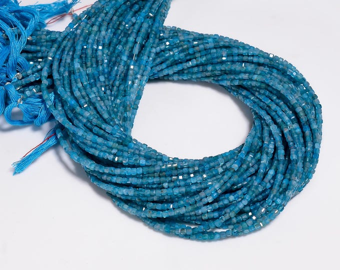 Natural Neon Apatite Faceted Center Drilled Cube Shape 2.30mm, Semi-Precious Gemstones For Jewelry Making