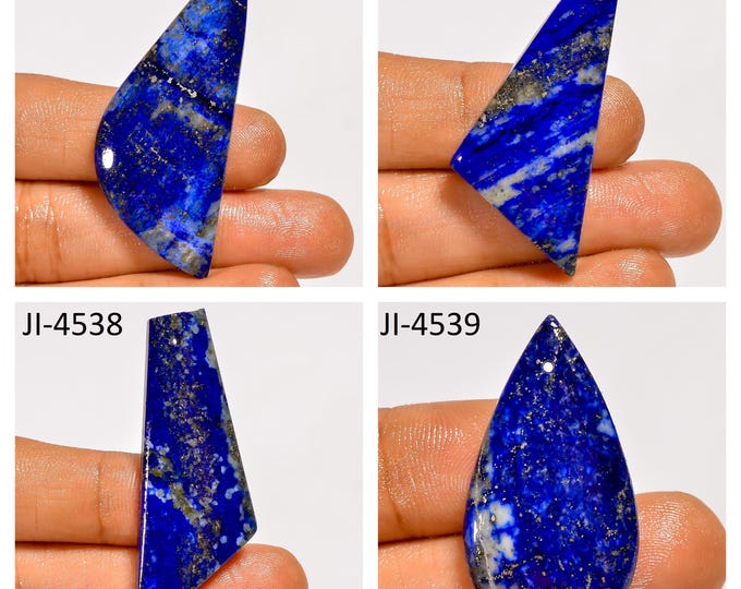 Natural Lapis Lazuli Fancy Shape Front Drilled Smooth Cabochon Single Pieces, Semi-Precious Gemstones For Jewelry Making