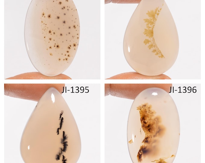 Natural Dendrite Agate Fancy Shape Un-Drilled Smooth Cabochon Single Pieces, Semi-Precious Gemstones For Jewelry Making