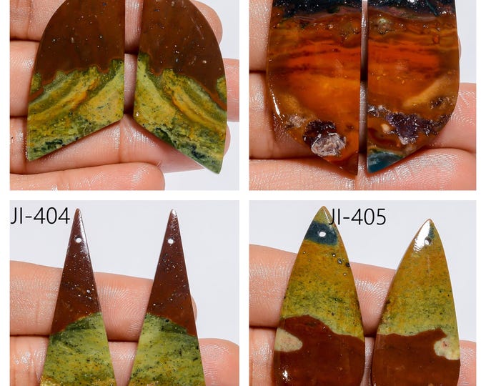 Natural Bloodstone Fancy Shape Front Drilled Smooth Cabochon Matching Pairs, Semi-Precious Gemstones For Jewelry Making