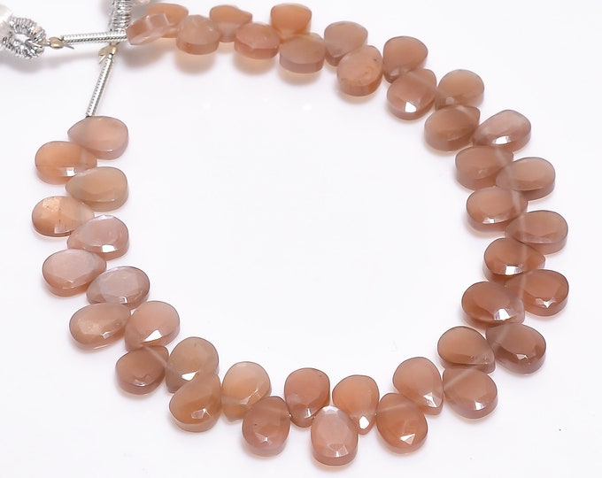 Chocolate Moonstone Faceted Side Drilled Pear Shape Briolette 5mm x 7mm, Semi-Precious Gemstones For Jewelry Making