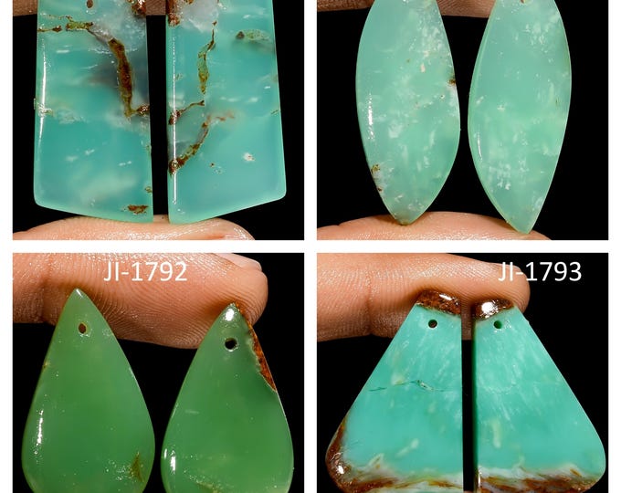 Natural Chrysoprase Fancy Shape Front Drilled Smooth Cabochon Matching Pair, Semi-Precious Gemstones For Jewelry Making
