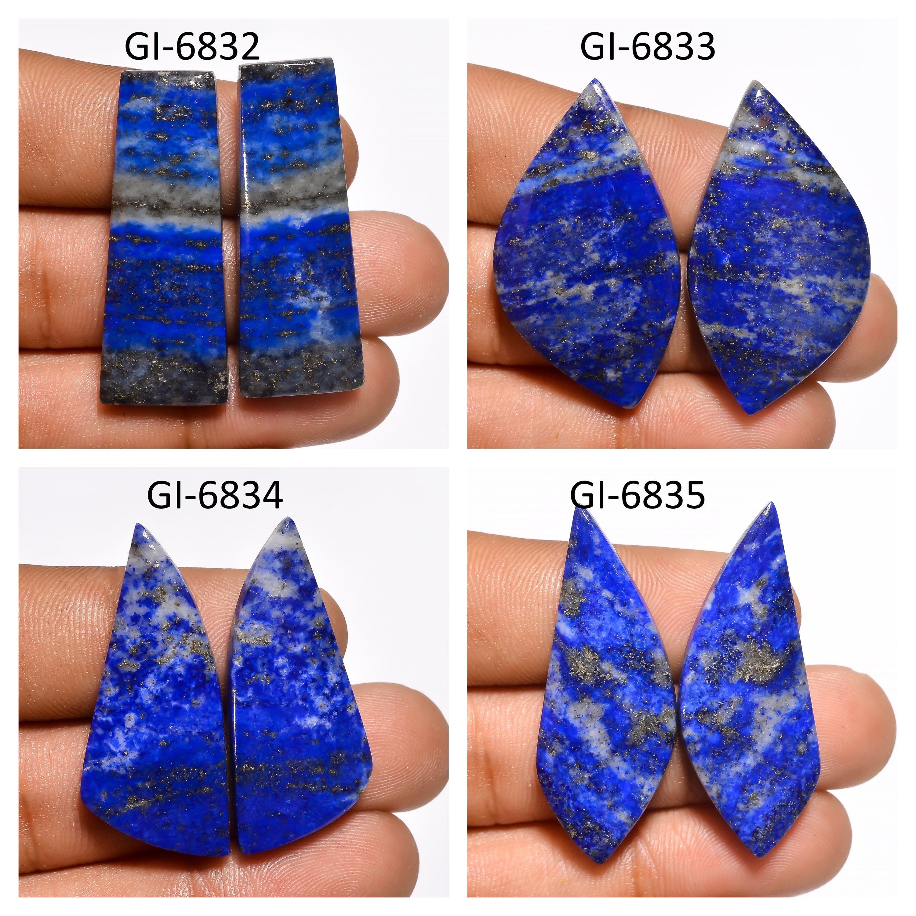 Lapis Fancy Shape Un-Drilled Cabochon Matching Pairs, Semi-Precious  Gemstones For Jewelry Making