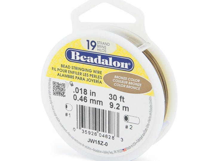 Beadalon Bronze Color .018 Inch Diameter, 19 Strand Beading Wire, 30 Foot Spool For Jewelry Making