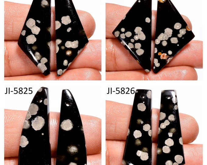 Natural Peanut Obsidian Fancy Shape Front Drilled Smooth Cabochon Matching Pairs, Semi-Precious Gemstones For Jewelry Making