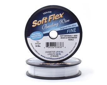 Soft Flex White Color Fine Size Beading Wire, 30 Foot Spool For Jewelry Making