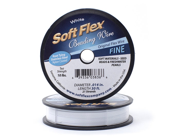 Soft Flex White Color Fine Size Beading Wire, 30 Foot Spool For Jewelry Making