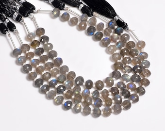 Labradorite naturale sfaccettata, forma a rondella forata al centro, 6,75 mm, pietre semipreziose per la creazione di gioielli
