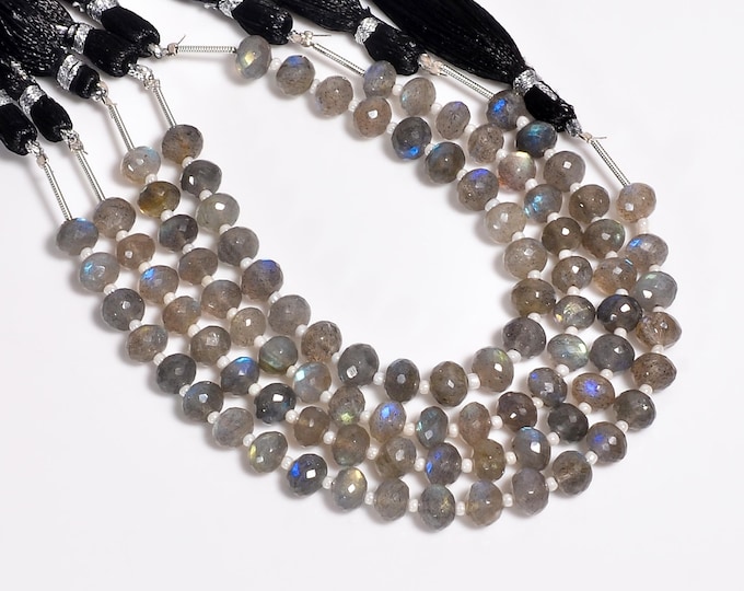 Labradorite Faceted Center Drilled Rondelle Shape 6.75mm, Semi-Precious Gemstones For Jewelry Making