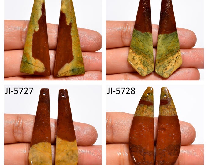 Natural Bloodstone Fancy Shape Front Drilled Smooth Cabochon Matching Pairs, Semi-Precious Gemstones For Jewelry Making