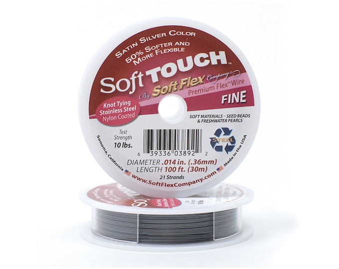 Soft Touch Satin Silver Fine Size Beading Wire, 100 Foot Spool For Jewelry Making