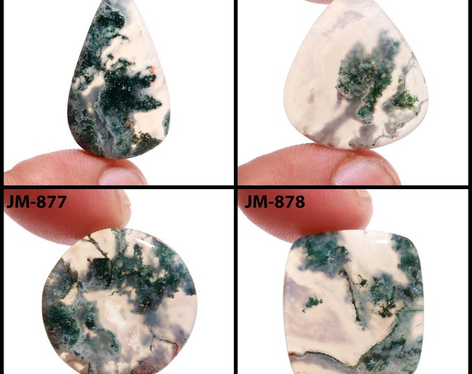 Natural Moss Agate Fancy Shape Un-Drilled Smooth Cabochon Single Pieces, Semi-Precious Gemstones For Jewelry Making