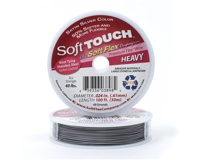 Soft Touch Satin Silver Color Heavy Size Beading Wire, 100 Foot Spool For Jewelry Making