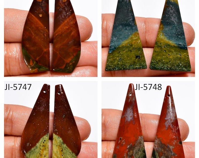 Natural Bloodstone Fancy Shape Front Drilled Smooth Cabochon Matching Pairs, Semi-Precious Gemstones For Jewelry Making