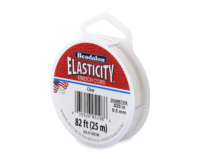 Beadalon Elasticity Clear Color .50mm Size Diameter Elastic Stretch Cord, 25 Meter (82 Foot) Spool For Jewelry Making