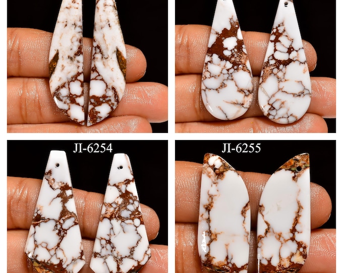 Natural Wild Horse Jasper Fancy Shape Front Drilled Smooth Cabochon Matching Pairs, Semi-Precious Gemstones For Jewelry Making