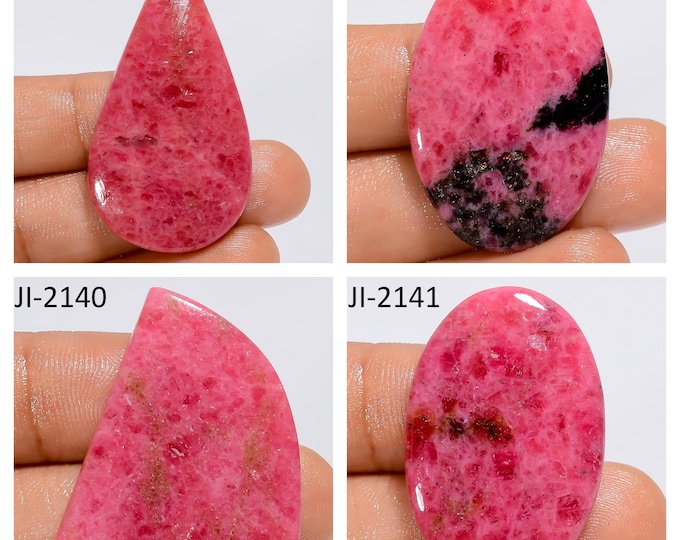 Natural Rhodonite Fancy Shape Un-Drilled Smooth Cabochon Single Pieces, Semi-Precious Gemstones For Jewelry Making