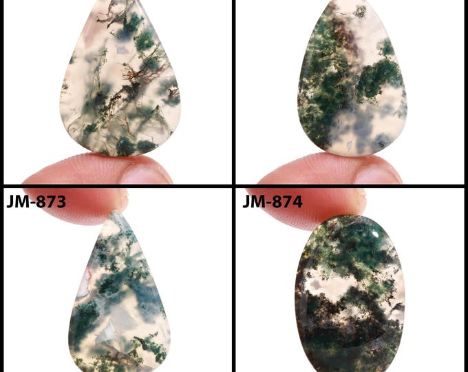 Natural Moss Agate Fancy Shape Un-Drilled Smooth Cabochon Single Pieces, Semi-Precious Gemstones For Jewelry Making