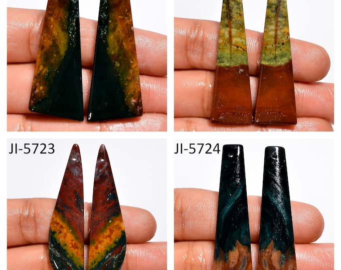 Natural Bloodstone Fancy Shape Front Drilled Smooth Cabochon Matching Pairs, Semi-Precious Gemstones For Jewelry Making