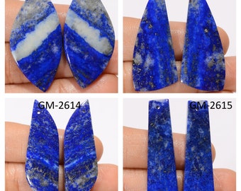 Natural Lapis Lazuli Fancy Shape Drilled Cabochon Matching Pairs, Semi-Precious Gemstones For Jewelry Making