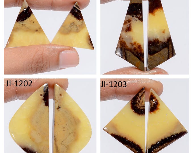 Natural Septarian Fancy Shape Front Drilled Smooth Cabochon Matching Pairs, Semi-Precious Gemstones For Jewelry Making