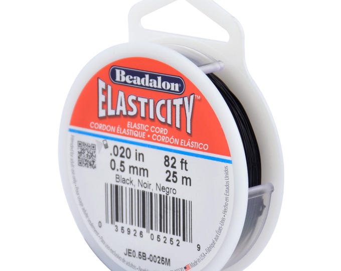 Beadalon Elasticity Black Color .50mm Size Diameter Elastic Stretch Cord, 25 Meter (82 Foot) Spool For Jewelry Making