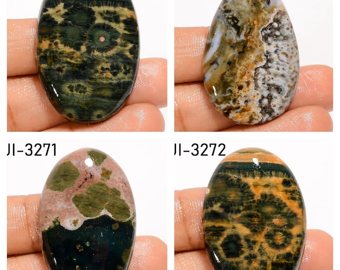 Natural Ocean Jasper Fancy Shape Un-Drilled Smooth Cabochon Single Pieces, Semi-Precious Gemstones For Jewelry Making