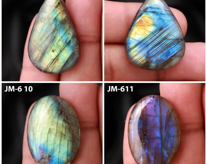 Natural Labradorite Fancy Shape Un-Drilled Smooth Cabochon Single Pieces, Semi-Precious Gemstones For Jewelry Making