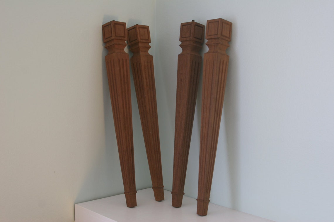 Vintage Cherry Wood Table Furniture Legs Set of Four Etsy
