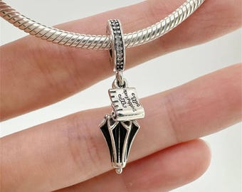 Charm colgante plateado con forma de paraguas de Mary Poppins