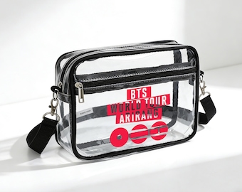 Custom BTS Clear Crossbody Bag,Kpop Concert Transparent Stadium Bag,Bangtan Army Fans Gift