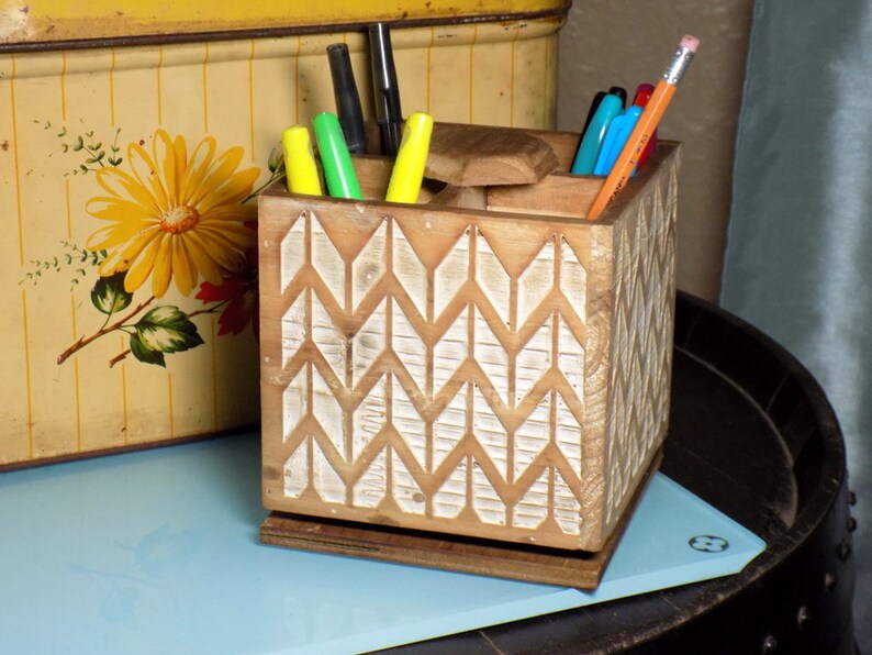 Spinning Desk Caddy Boho Lazy Susan Pen Pencil Or Makeup Etsy