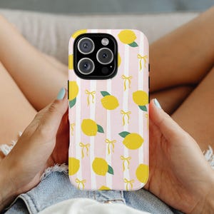 Lemon phone case for her Trendy Coquette pink Tough Protective iPhone Cover for iPhone 16 15 14 Pro Max Samsung Galaxy S25 S24 S23 ultra image 6