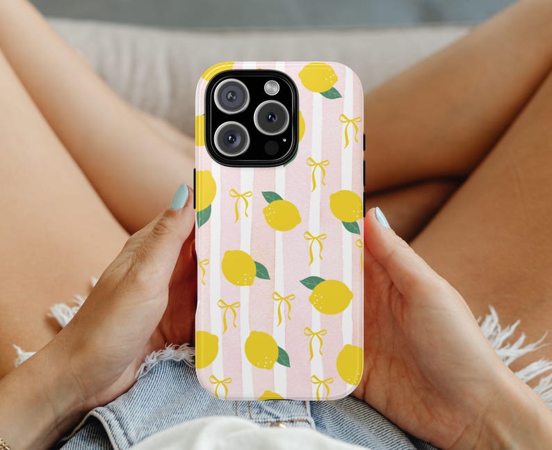 Lemon phone case for her Trendy Coquette pink Tough Protective iPhone Cover for iPhone 16 15 14 Pro Max Samsung Galaxy S25 S24 S23 ultra image 6