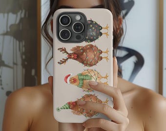 Custodia per telefono a forma di pollo natalizio per amanti dei polli, custodia per telefono per iPhone 17, 16, 15, 14, 13, 12, animali da fattoria, accessorio per la custodia del telefono, regalo di pollo per lei