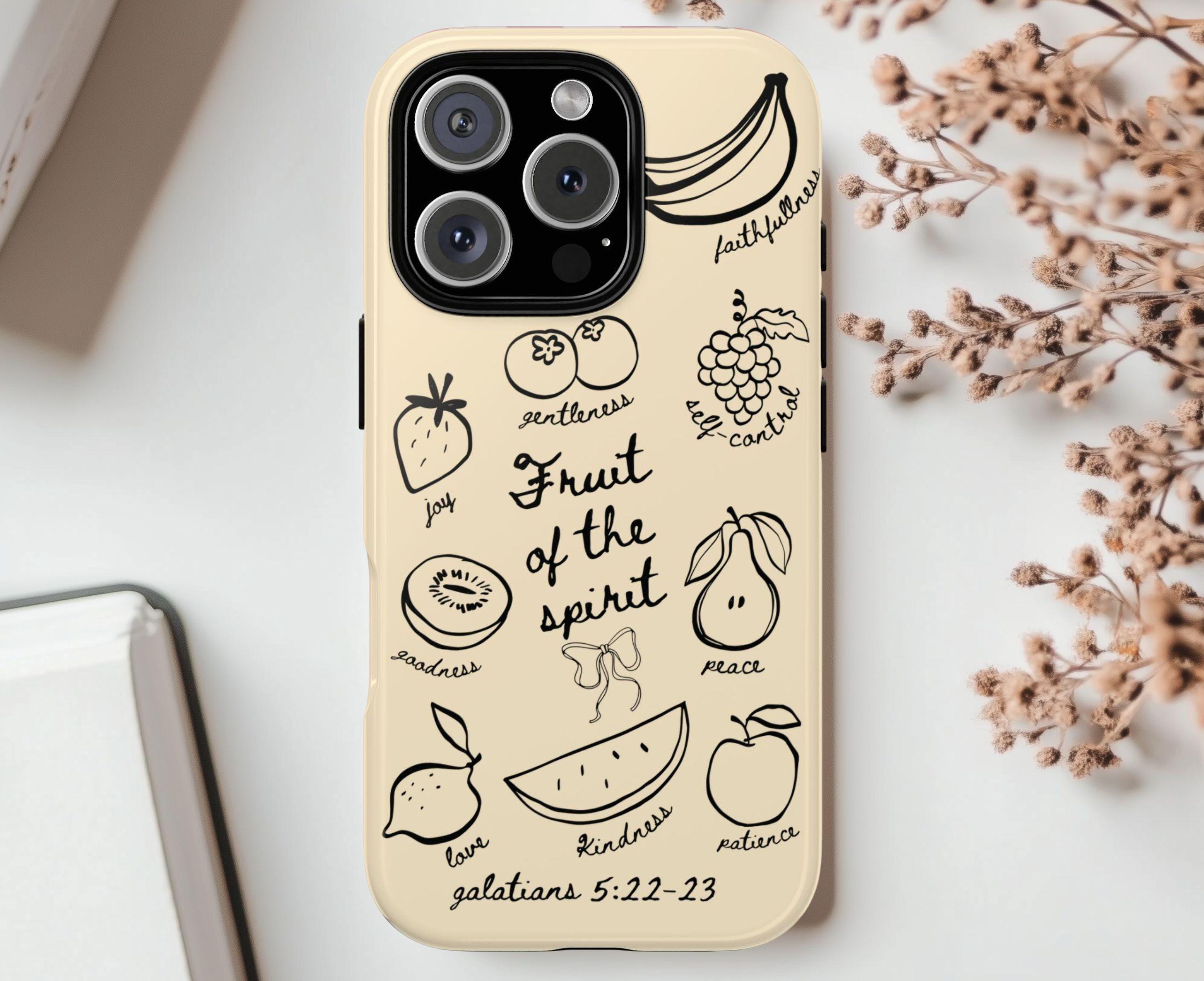 Yellow Fruit of the Spirit Phone Case Coquette Christian iphone cover with Bible Verse for Iphone 16 15 14 Pro Max Samsung Galaxy S25 S24