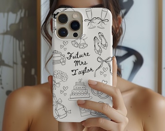 Toekomstige mevrouw telefoonhoesje Gepersonaliseerd cadeau voor bruid als accessoire voor iPhone 16 15 14 Aangepast cadeau voor vrijgezellenfeest Samsung Galaxy S24 S23