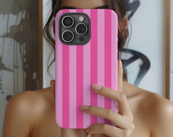 Pink Striped Phone Case Trendy stripe Aesthetic Cover for iphone 16 15 14 13 12 Pro Max Samsung Galaxy  S21 S25 S24 S23 S22 Ultra