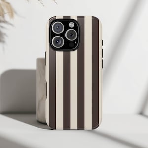 Coffee Brown Striped Phone Case, Trendy Summer Aesthetic Cover Gifts for iphone 16 15 14 13 12 Pro Max Samsung Galaxy S21 S25 S24 S23