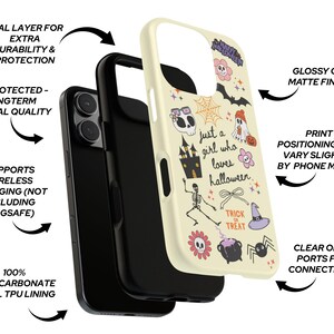 Pastel Cute Girly Halloween Phone Case Kawaii Design Beautiful Pattern Ghost Pumpkin Style Witch Hat Detail Multiple Device Compatible Fall Season Essential Modern Collection Perfect Gift Option Cute Aesthetic Protective Case