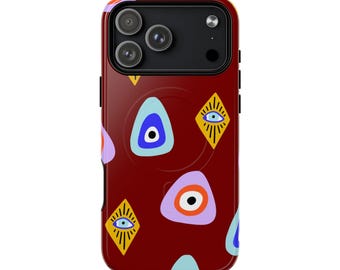Telefoonhoesje met boze oogpatroon | Magnetische stevige hoes, rode abstracte ogen