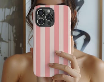 Pastel Pink Striped Phone Case Trendy Stripe Aesthetic Cover for iphone 16 15 14 13 12 11 Pro Max Samsung Galaxy  S21 S25 S24 S23 S22